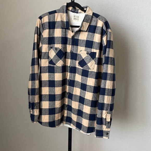 Better Unsaid Plaid Sherpa Lined Plaid Button Down Shirt Shacket Size XXL - Picture 1 of 4